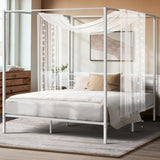 Casablanca Blanco Premium Canopy Style Metal Bed Frame | High Quality Designer Canopy Bed
