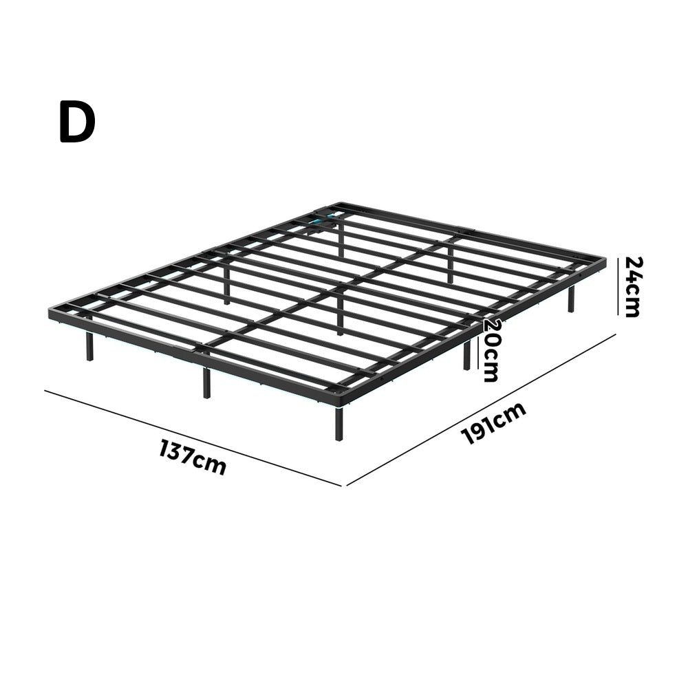 Orion LED Lights Metal Bed Base with USB  Chargers | Reinforced All Metal Floating Bed