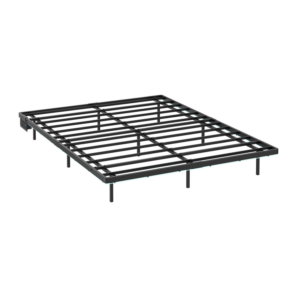 Orion LED Lights Metal Bed Base with USB  Chargers | Reinforced All Metal Floating Bed
