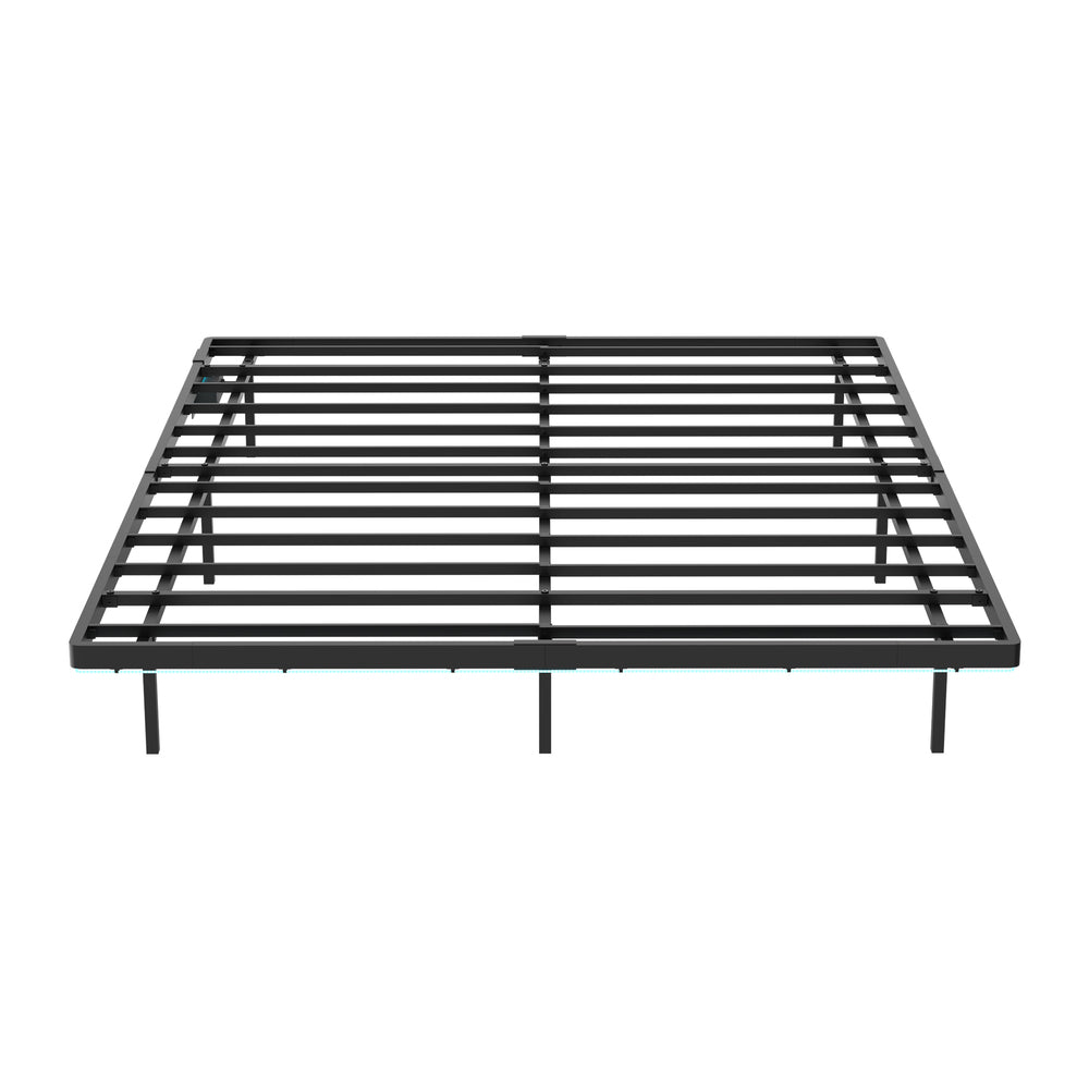 Orion LED Lights Metal Bed Base with USB  Chargers | Reinforced All Metal Floating Bed