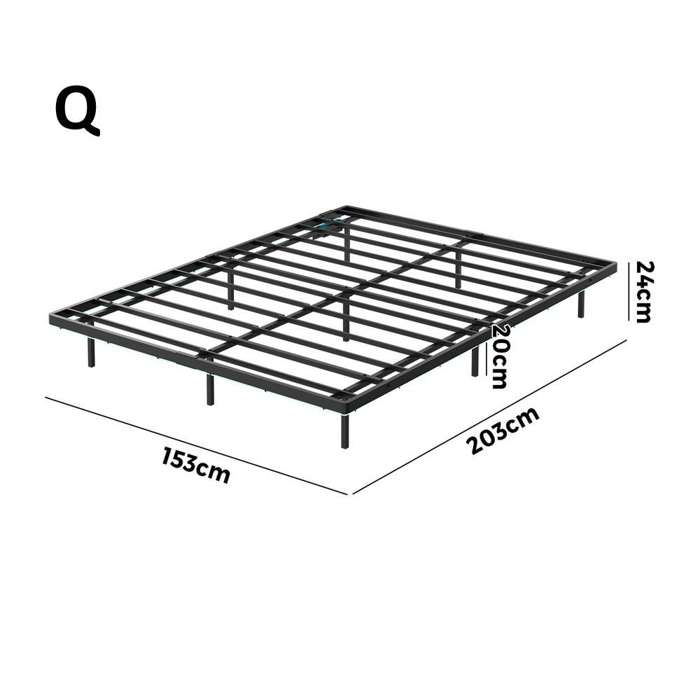 Orion LED Lights Metal Bed Base with USB  Chargers | Reinforced All Metal Floating Bed