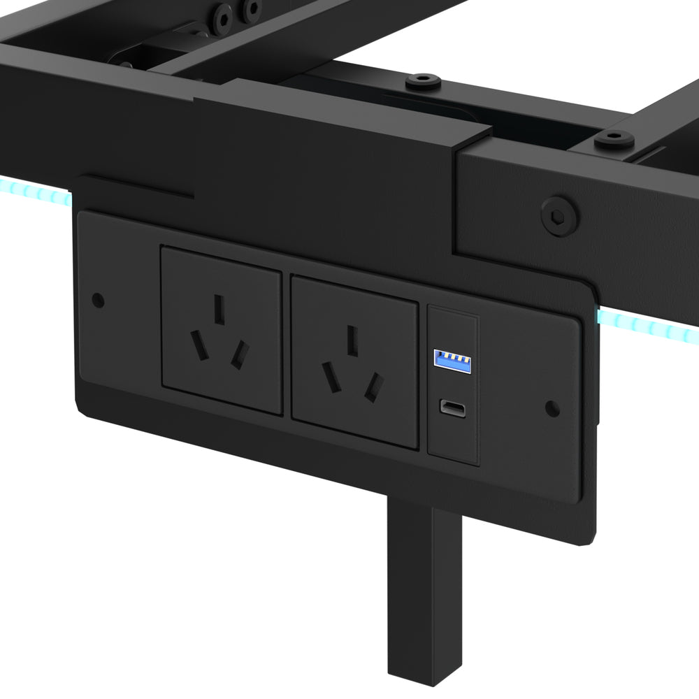 Orion LED Lights Metal Bed Base with USB  Chargers | Reinforced All Metal Floating Bed