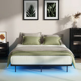 Orion LED Lights Metal Bed Base with USB  Chargers | Reinforced All Metal Floating Bed