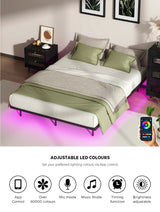Orion LED Lights Metal Bed Base with USB  Chargers | Reinforced All Metal Floating Bed