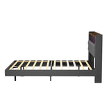 Brighton Modern LED Lights Bed w USB Charging | Soft Fabric LED Floating Bed Frame