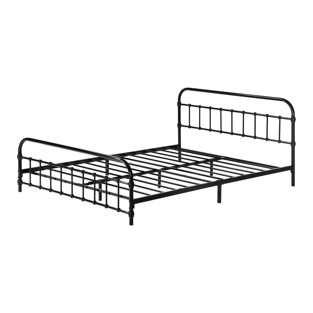 Alcantra Modern Full Metal Extra Strong Bed Frame | Sturdy Metal Designer Bed in Black