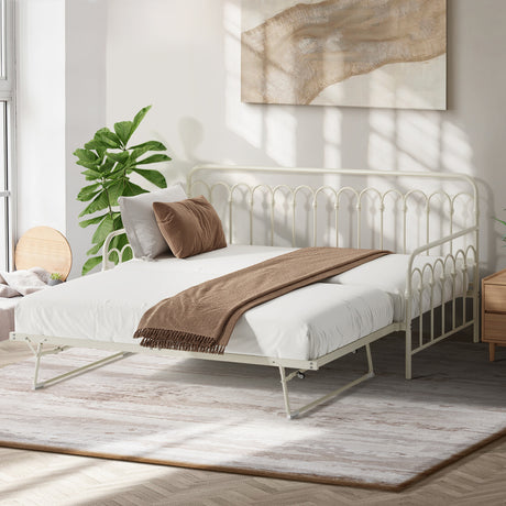 Reggio Pulo Metal Kids Bed Frame| Kids Two in One Daybed Single Size and Optional Single Rollout Trundle