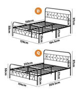 Forma Vintage Full Metal Extra Strong Bed Frame | Star Design Metal Bed in Black