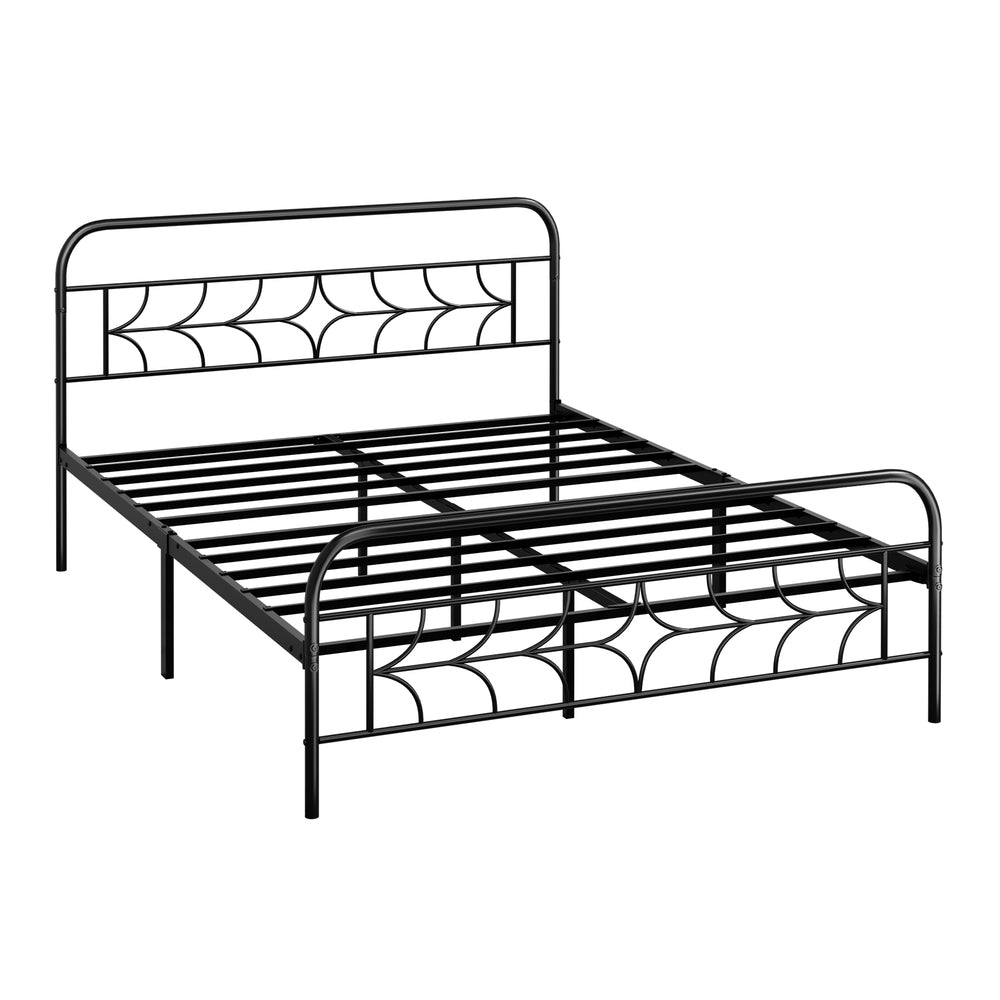 Forma Vintage Full Metal Extra Strong Bed Frame | Star Design Metal Bed in Black