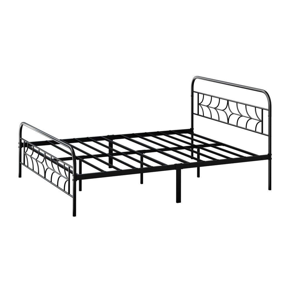 Forma Vintage Full Metal Extra Strong Bed Frame | Star Design Metal Bed in Black