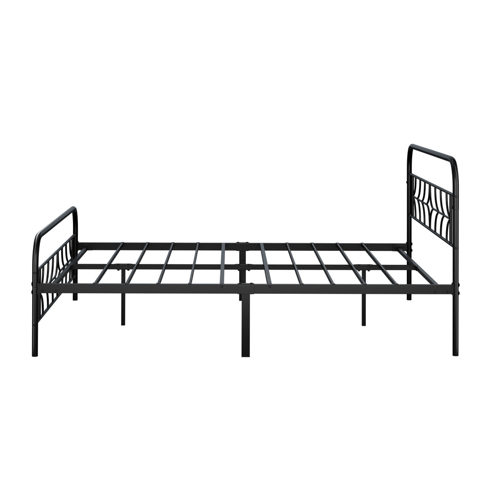 Forma Vintage Full Metal Extra Strong Bed Frame | Star Design Metal Bed in Black