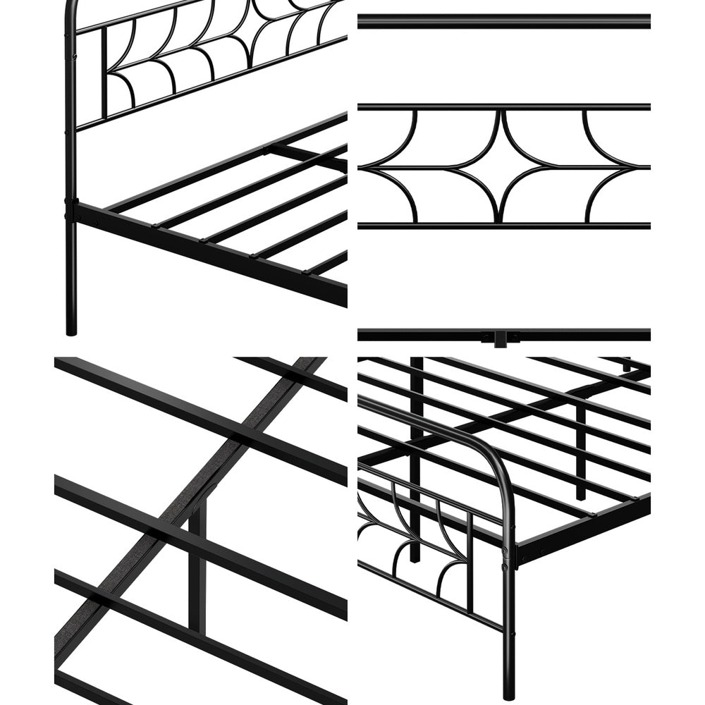 Forma Vintage Full Metal Extra Strong Bed Frame | Star Design Metal Bed in Black