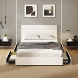 Kensington Padded Fabric Beige Bed | Cushioned Upholstered Luxe Fabric Bed Frame