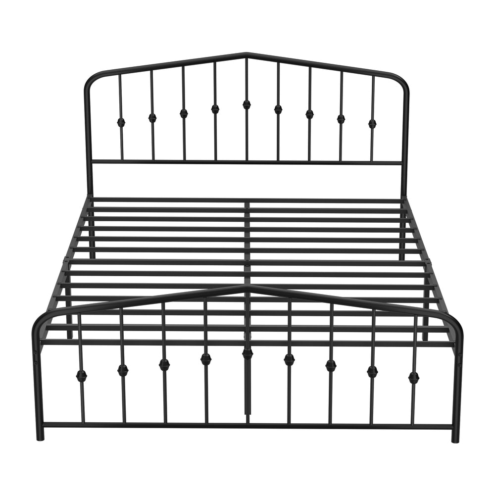 Obsidian Vintage Full Metal Extra Strong Bed Frame | Classic Design Metal Bed in Black
