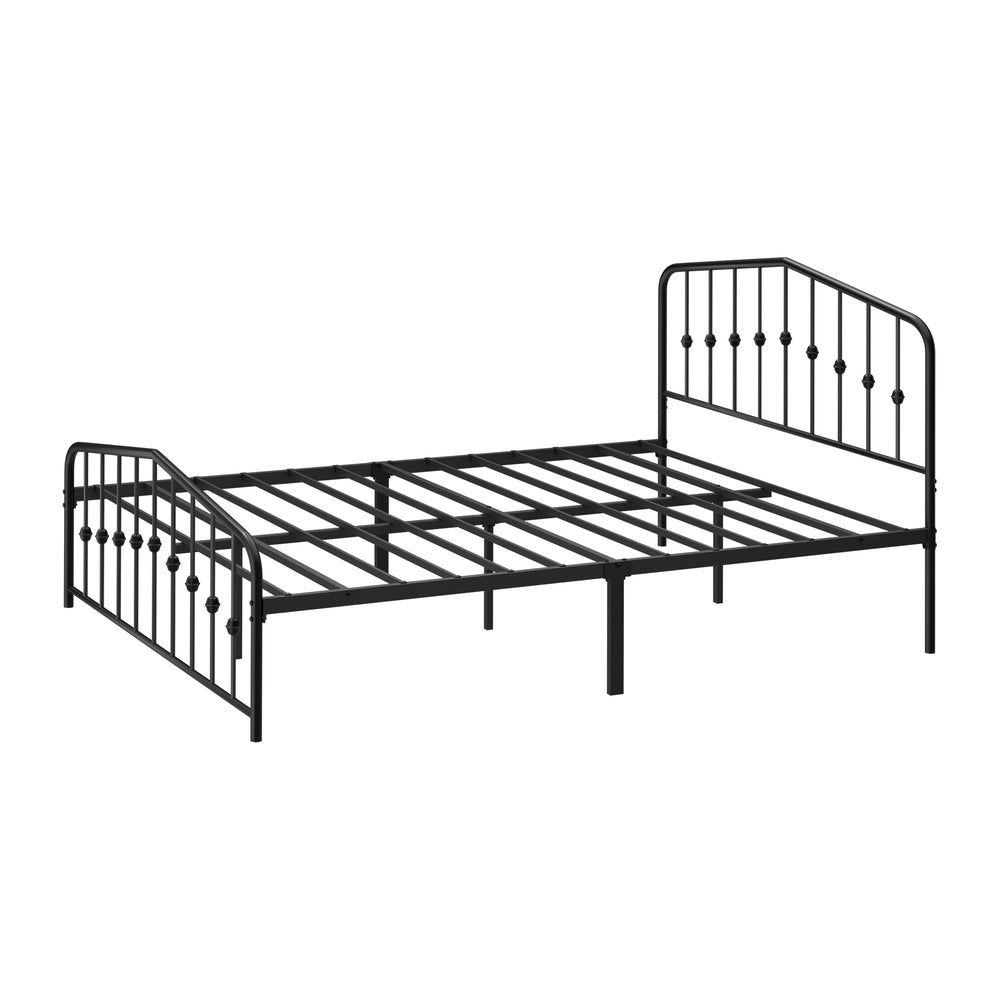 Obsidian Vintage Full Metal Extra Strong Bed Frame | Classic Design Metal Bed in Black