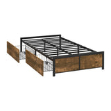 Fortus Industrial Style Metal Frame Platform Bed Base | Storage Draws Bed Base No Headboard