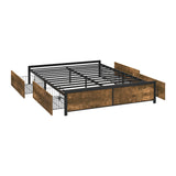 Fortus Industrial Style Metal Frame Platform Bed Base | Storage Draws Bed Base No Headboard