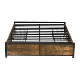 Fortus Industrial Style Metal Frame Platform Bed Base | Storage Draws Bed Base No Headboard