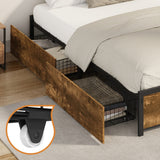 Fortus Industrial Style Metal Frame Platform Bed Base | Storage Draws Bed Base No Headboard