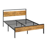 Aurelius Rustic Metal and Wood Bed | Strong Steel Support Platform Bed Frame