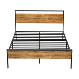 Aurelius Rustic Metal and Wood Bed | Strong Steel Support Platform Bed Frame