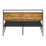 Aurelius Rustic Metal and Wood Bed | Strong Steel Support Platform Bed Frame