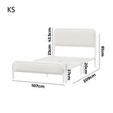 Aliana Beige Boucle Fabric Metal Bed | Durable Modern Minimalist Metal Bed Frame