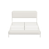 Aliana Beige Boucle Fabric Metal Bed | Durable Modern Minimalist Metal Bed Frame
