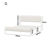 Aliana Beige Boucle Fabric Metal Bed | Durable Modern Minimalist Metal Bed Frame