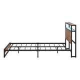 Pazzi Wood Metal LED Lights Storage Bed | Multi Functional Storage LED and USB Bed Frame