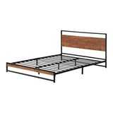 Isco Modern Metal and Wood Bed | Strong Metal Support Platform Bed Frame