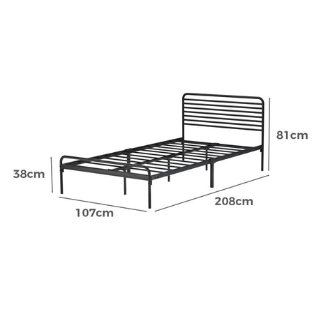 San Miguel Slim Black Metal Bed Frame | Vintage Style High Quality Sturdy Metal Bed