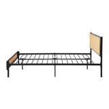Aspen Retro Modern Rattan and Metal Bed Frame | Strong Metal Frame Bed with Rattan Headboard