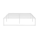 Maurizzi Premium Full Metal Platform Bed in White | Reinforced Durable Metal Floating Bed Base