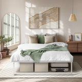 Maurizzi Premium Full Metal Platform Bed in White | Reinforced Durable Metal Floating Bed Base