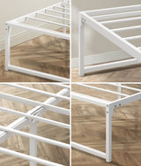 Maurizzi Premium Full Metal Platform Bed in White | Reinforced Durable Metal Floating Bed Base