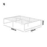 Maurizzi Premium Full Metal Platform Bed in White | Reinforced Durable Metal Floating Bed Base