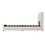 Palazzo LED Storage Bed w USB Charging | Beige Premium Soft Fabric Ambient Lighting Bed Frame