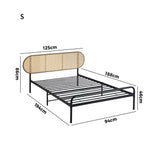 Mona Retro Modern Arched Rattan and Metal Bed Frame | Strong Metal Frame Bed with Rattan Headboard