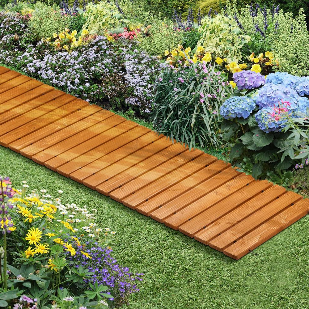 Timber Slat Path 2.4m Wooden Garden Pathway Slats | Portable High Quality Weatherproof ...