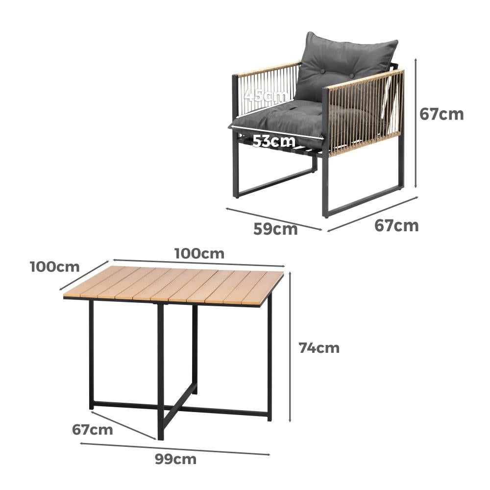 Premium 3 or 5pc Nuvo Table and Chair Outdoor Set | Soft Cushioned Chairs and Table Patio Furniture Set
