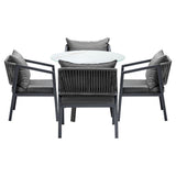 Playa Orsini 3 or 5pc Marble Style Table and Chair Outdoor Set | Soft Cushioned Chairs and Table Patio Furniture Set