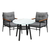 Playa Orsini 3 or 5pc Marble Style Table and Chair Outdoor Set | Soft Cushioned Chairs and Table Patio Furniture Set