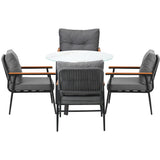Playa Orsini 3 or 5pc Marble Style Table and Chair Outdoor Set | Soft Cushioned Chairs and Table Patio Furniture Set