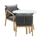 Playa Bonita 3 or 5pc Marble Style Table and Chair Outdoor Set | Soft Cushioned Chairs and Table Patio Furniture Set