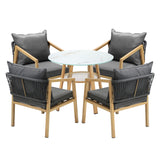 Playa Bonita 3 or 5pc Marble Style Table and Chair Outdoor Set | Soft Cushioned Chairs and Table Patio Furniture Set