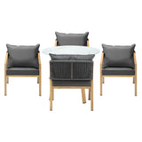 Playa Bonita 3 or 5pc Marble Style Table and Chair Outdoor Set | Soft Cushioned Chairs and Table Patio Furniture Set
