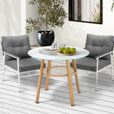 Playa Bonita 3 or 5pc Marble Style Table and Chair Outdoor Set | Soft Cushioned Chairs and Table Patio Furniture Set