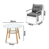 Playa Bonita 3 or 5pc Marble Style Table and Chair Outdoor Set | Soft Cushioned Chairs and Table Patio Furniture Set