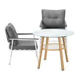 Playa Bonita 3 or 5pc Marble Style Table and Chair Outdoor Set | Soft Cushioned Chairs and Table Patio Furniture Set
